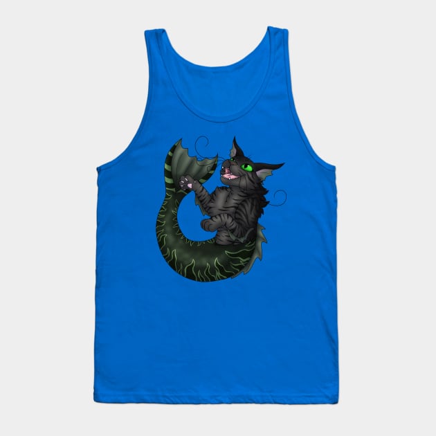 Purrmaid: Black Tabby Tank Top by spyroid101